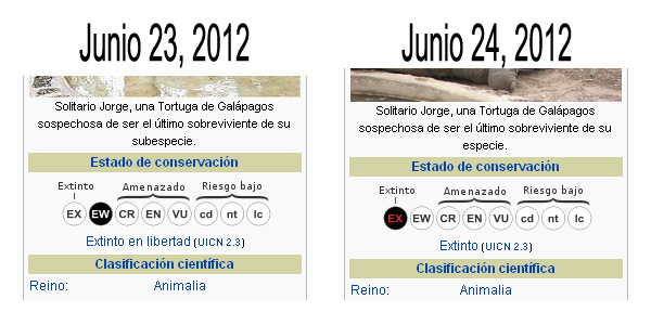 Así se extingue una especie en Wikipedia