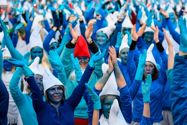 Pitufos franceses durante la epidemia de coronavirus